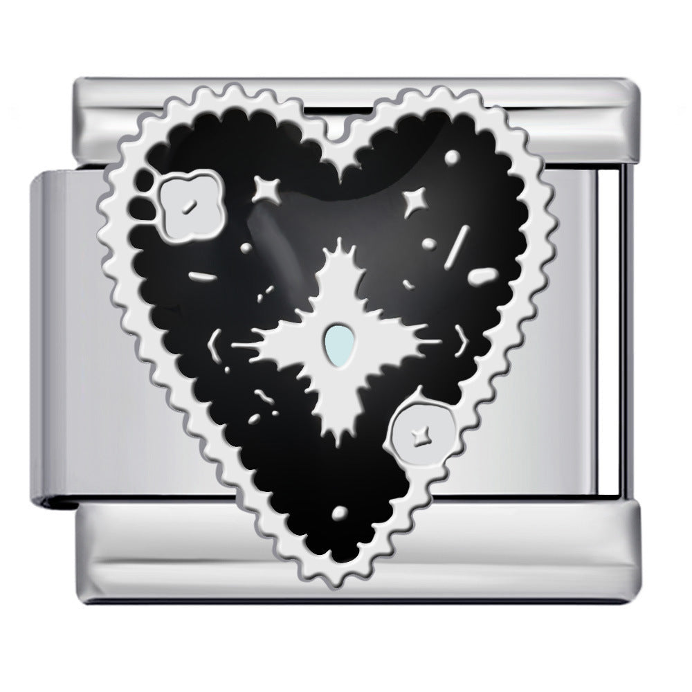 Black Texture Heart Charm