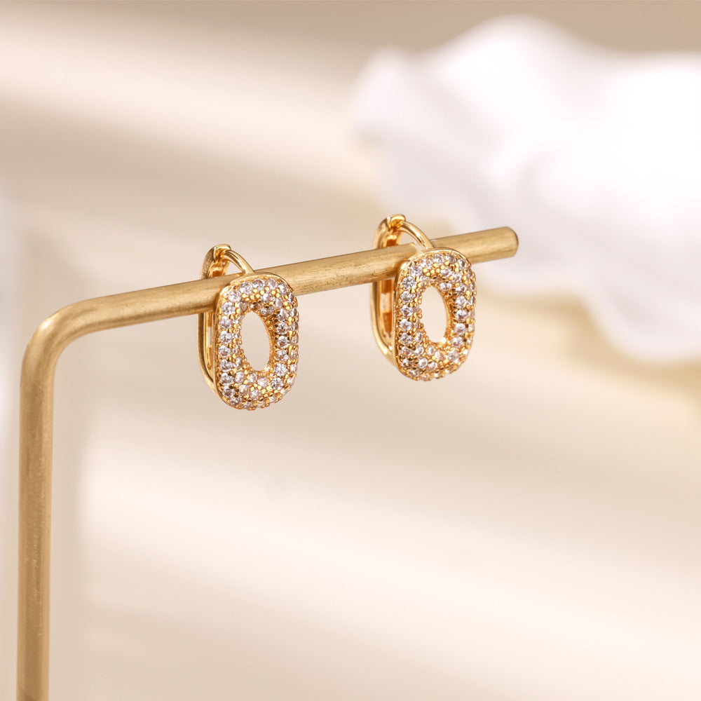 Gold Crystal Oval Huggies