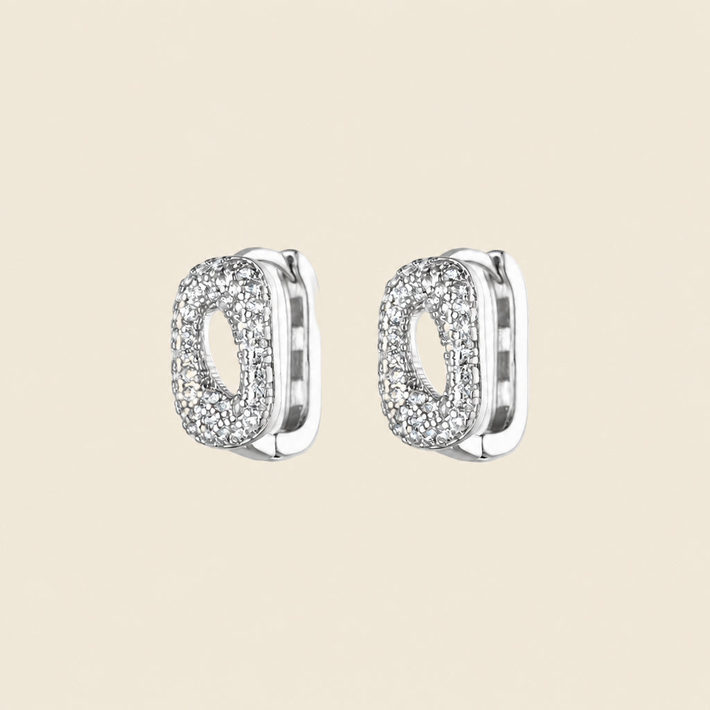 Silver Crystal Oval Huggies