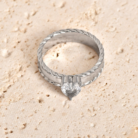 Chunky Heart Ring - Silver