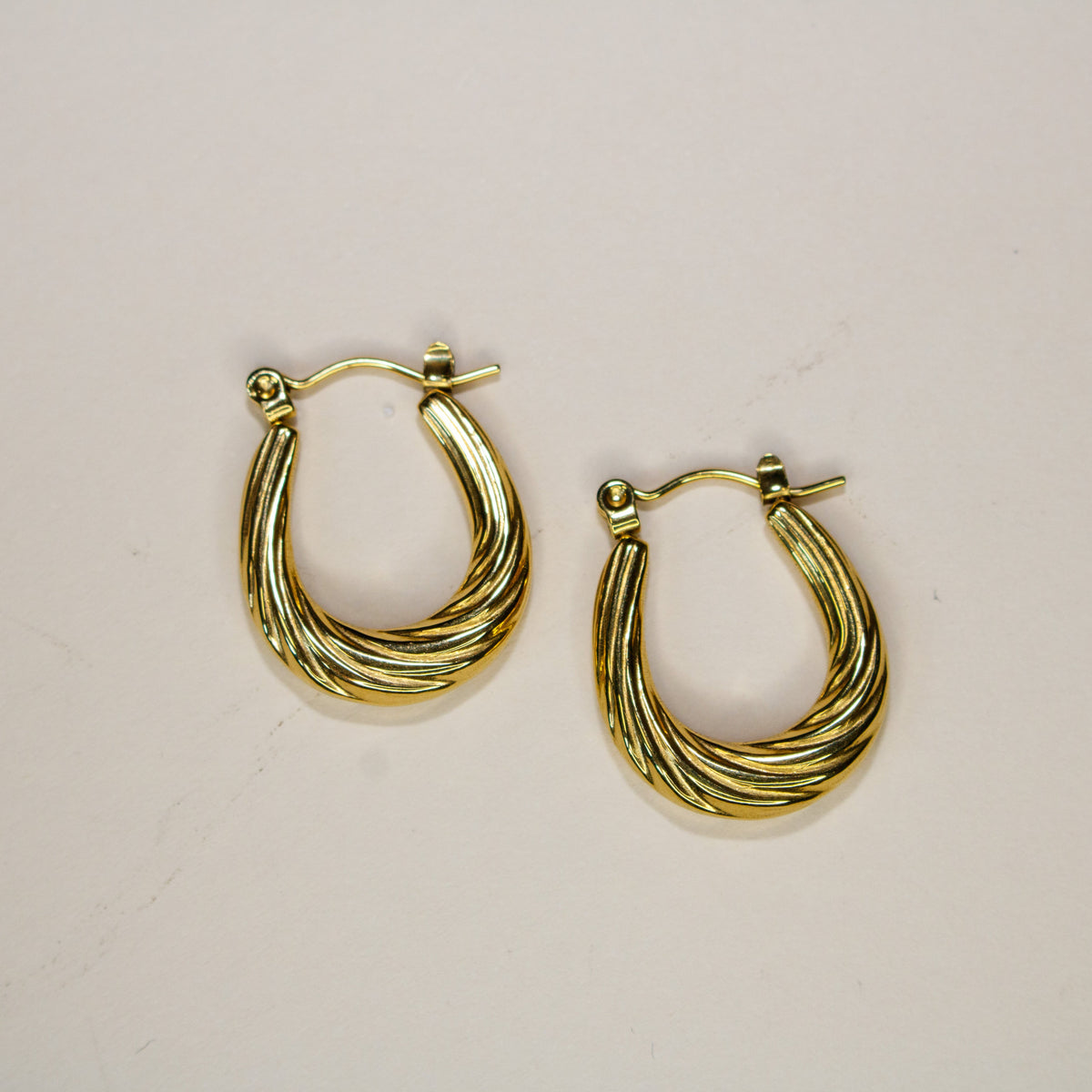 Gold Twisted Oval Hoops