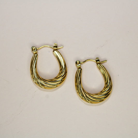 Gold Twisted Oval Hoops