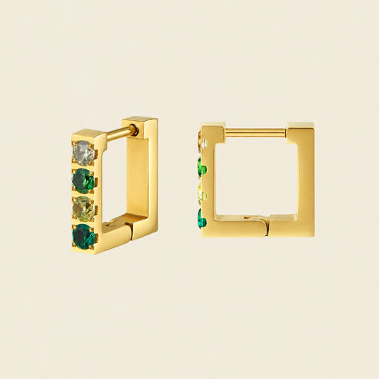 Green Crystal Square Huggies