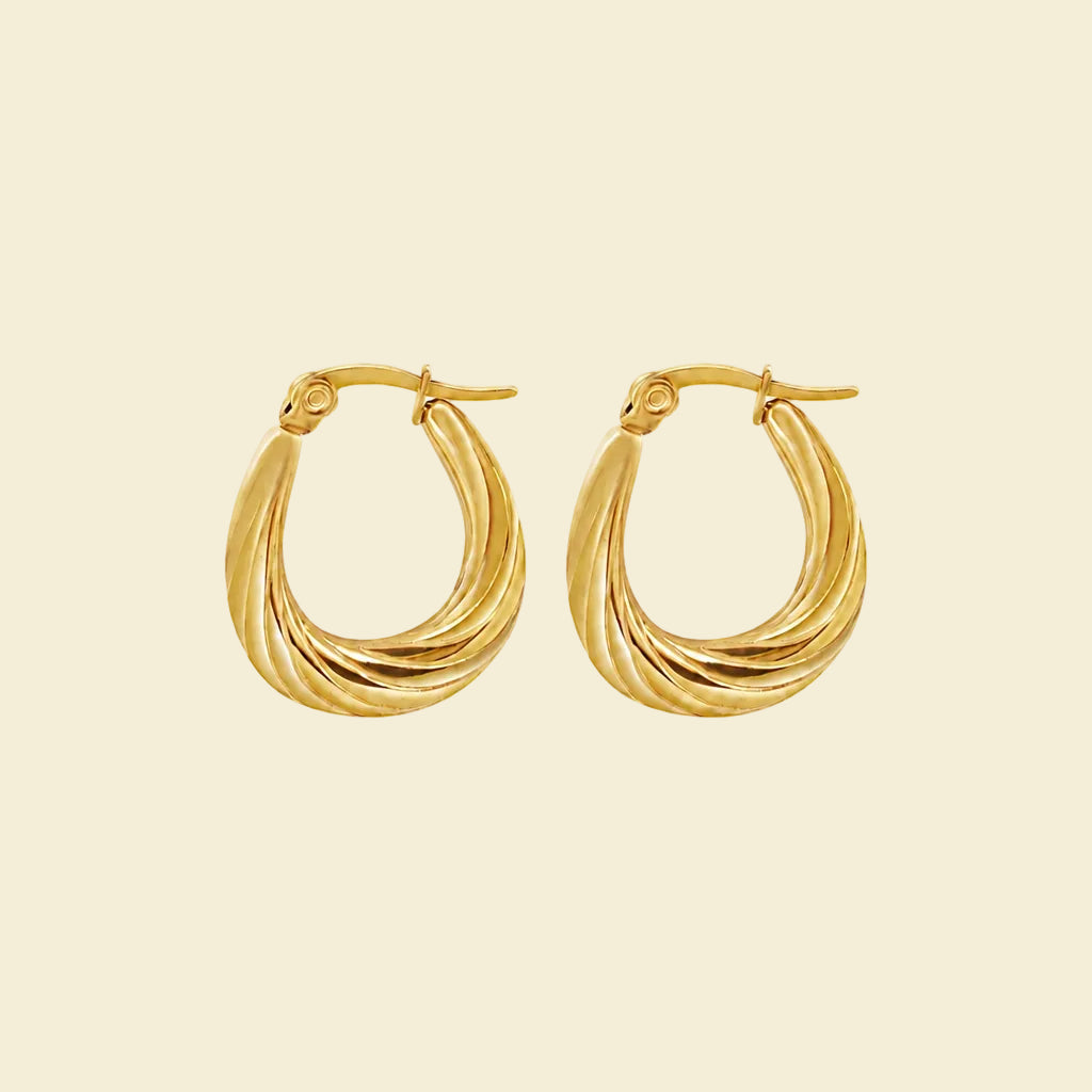 Gold Twisted Oval Hoops