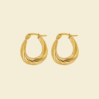 Gold Twisted Oval Hoops