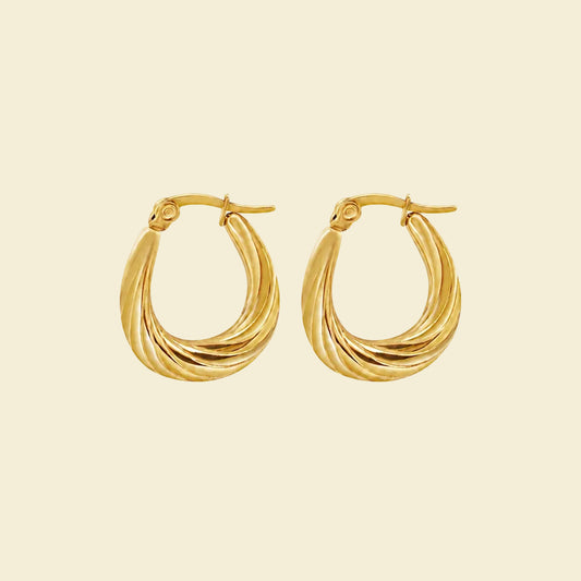 Gold Twisted Oval Hoops
