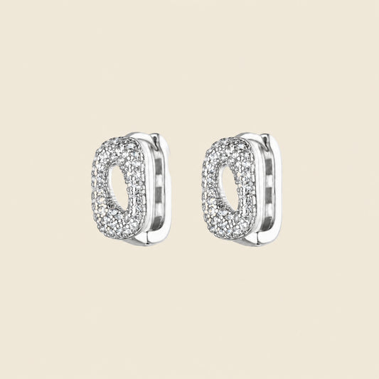 Silver Crystal Oval Huggies