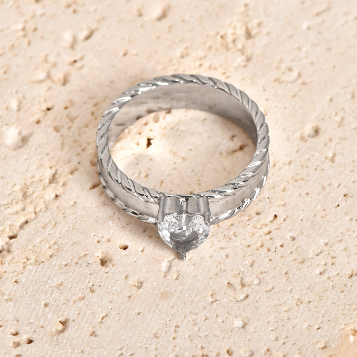 Chunky Heart Ring - Silver