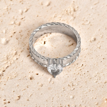 Chunky Heart Ring - Silver