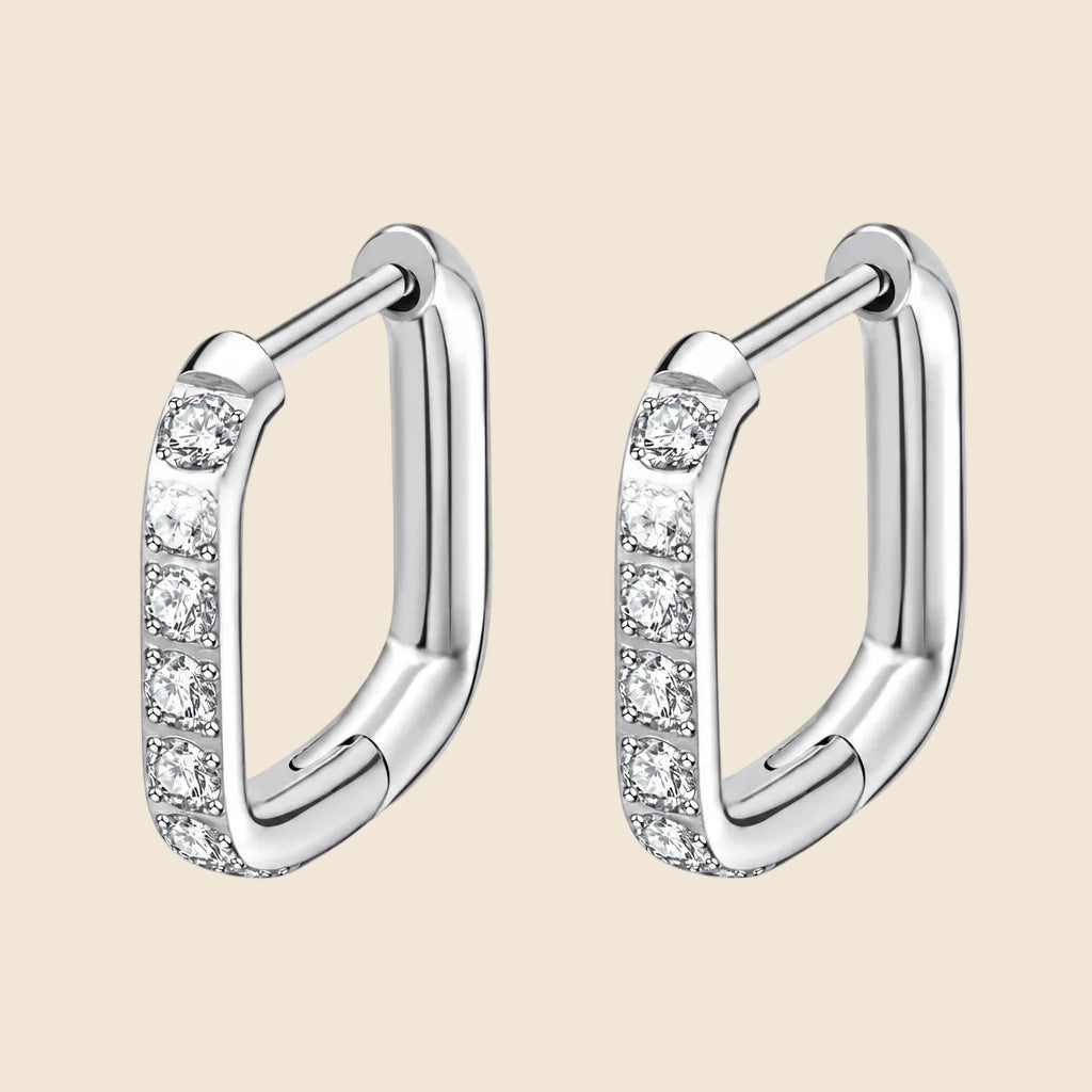 Silver Crystal Squoval Huggies