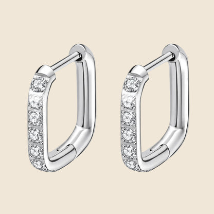 Silver Crystal Squoval Huggies