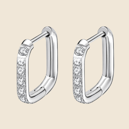Silver Crystal Squoval Huggies