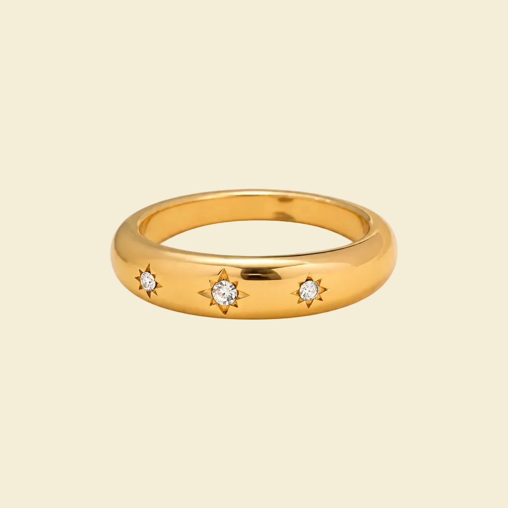Triple Crystal Ring - Gold