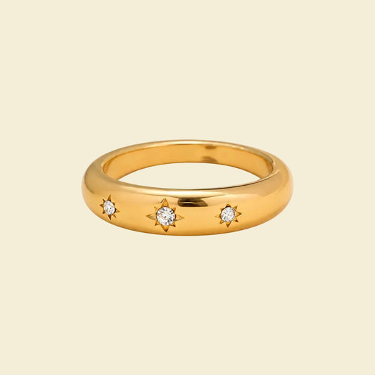 Triple Crystal Ring - Gold