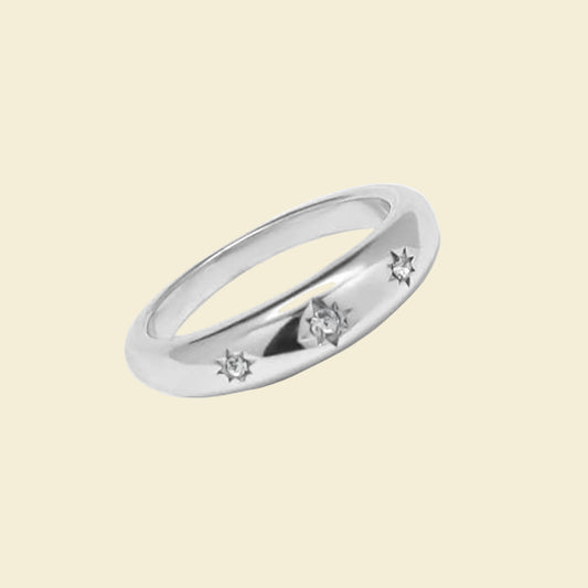 Triple Crystal Ring - Silver