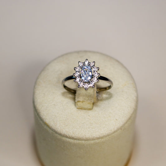 Vintage Crystal Adjustable Ring - Silver Clear