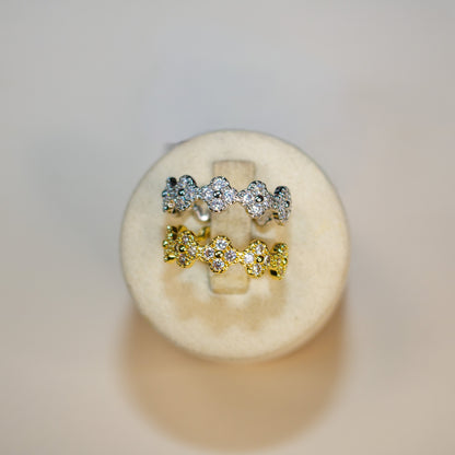 Crystal Clover Adjustable Ring - Gold