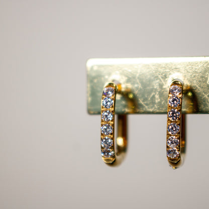 Gold Crystal Squoval Huggie