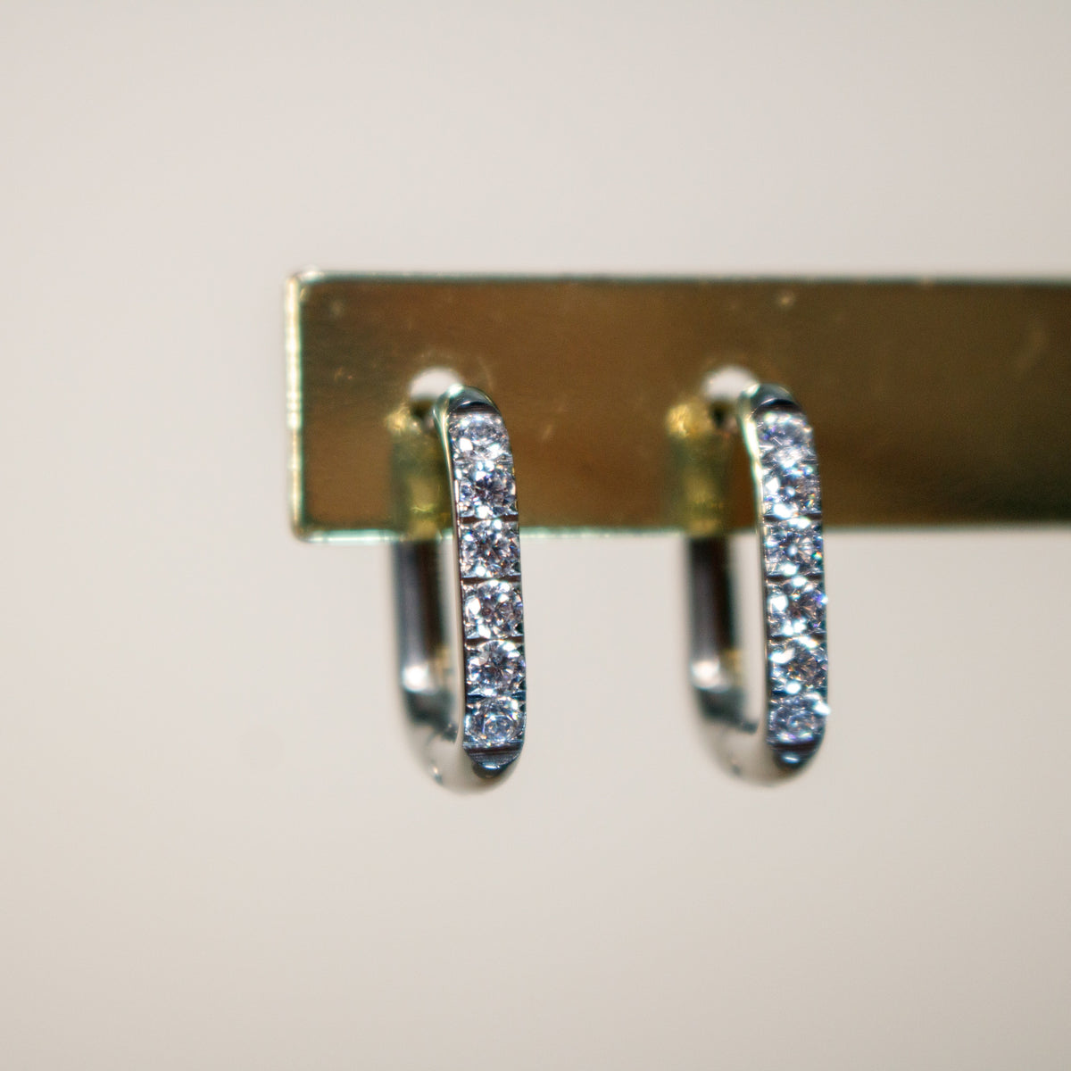 Silver Crystal Squoval Huggies